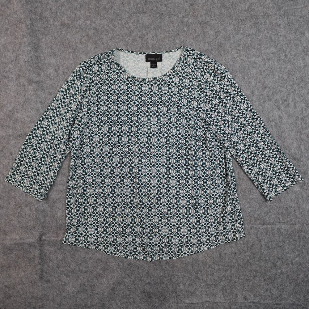 J. Jill Top Womens Small Petite Pullover Crew Neck Wearever Collection Medallion